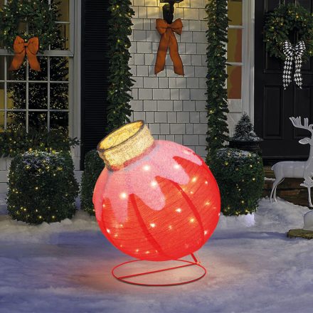 Világító dekoráció - gömbdísz - 60 LED - 60 x 83 cm - piros - 100-200V AC