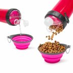 Összenyomható kutyatál kulaccsal - rózsaszín Összenyomható kutyatál kulaccsal - rózsaszín