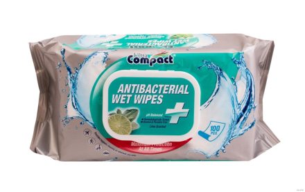 Ultra Compact Antibacterial nedves törlőkendő 100 db/csomag lime illat