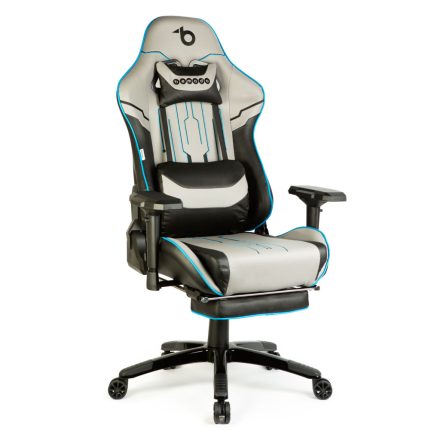 Gamer szék párnával - szürke/fekete/kék - 84 x 52 / 48 x 50 cm
