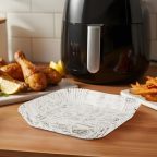 Air fryer sütőpapír - olaj nélküli sütőhöz - mintás, négyzet - 20 cm - 50 db / csomag Air fryer sütőpapír - olaj nélküli sütőhöz - mintás, négyzet - 20 cm - 50 db / csomag