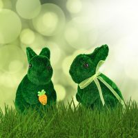 Húsvéti dekoráció - nyuszi - 2 féle - 15 cm - zöld