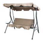   Kerti hintaágy - 170 x 110 x 153 cm - sötét bézs - pohártartóval