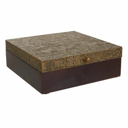 Ékszeres doboz Alexandra House Living Sötétbarna Sárgaréz Mangófa Fa MDF 20 x 7 x 20 cm MOST 18346 HELYETT 13088 Ft-ért!