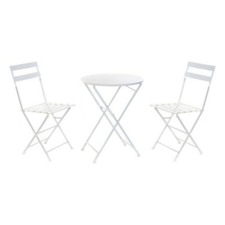 Asztal Készlet 2 Székkel DKD Home Decor Fehér 80 cm 60 x 60 x 70 cm (3 pcs) MOST 143502 HELYETT 84678 Ft-ért!