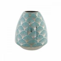   Váza DKD Home Decor Porcelán Türkizkék Keleti Krómozott 16 x 16 x 18 cm MOST 26320 HELYETT 15403 Ft-ért!