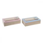   Dekoratív doboz DKD Home Decor 8424001735303 Természetes Fa Fa MDF 22 x 6 x 9 cm (2 egység) MOST 9714 HELYETT 5448 Ft-ért!