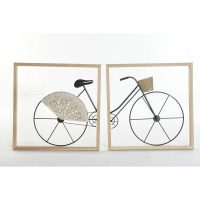   Fali Dekoráció DKD Home Decor Fekete Kerékpár Fém Fa MDF (80 x 2.5 x 40 cm) (2 pcs) MOST 31401 HELYETT 21653 Ft-ért!