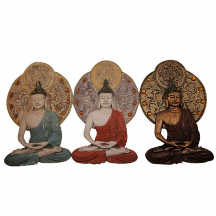 Fali Dekoráció DKD Home Decor 20 x 4 x 30,3 cm Piros Kék Aranysàrga Buddha Keleti (3 Darabok) MOST 36142 HELYETT 21157 Ft-ért!