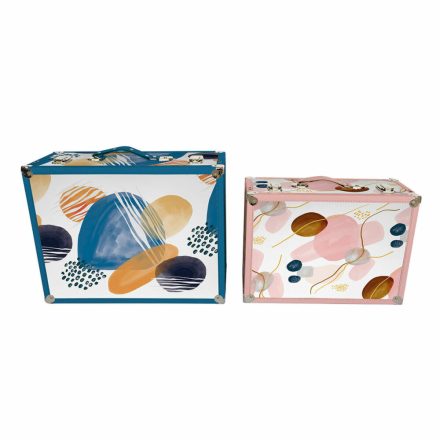 Dekoratív doboz szett DKD Home Decor Absztrakt Fa Poliészter (43 x 19 x 34 cm) (2 pcs) MOST 36815 HELYETT 21546 Ft-ért!