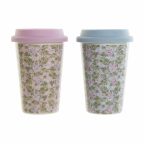  Taza Bögre DKD Home Decor Kék Zöld Rózsaszín Szilikon Porcelán цветя (400 ml) (3 pcs) MOST 8902 HELYETT 5333 Ft-ért!