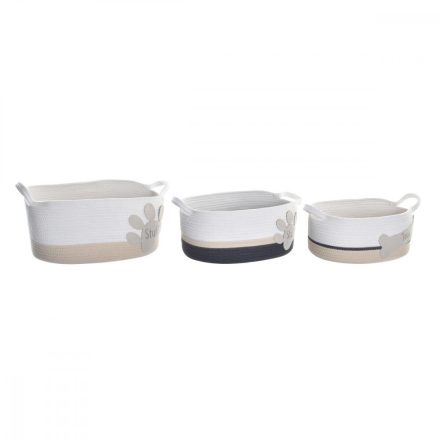Kosár készlet DKD Home Decor Fehér Szürke Krémszín 60 x 31 x 25 cm (3 Darabok) MOST 26204 HELYETT 15337 Ft-ért!