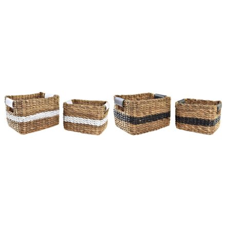 Kosár készlet DKD Home Decor Fehér Fekete Természetes Fehér/Fekete Poliuretán Fa Fém Természetes rost Gyarmati 30 x 40 cm 32 x 2 MOST 69570 HELYETT 44026 Ft-ért!