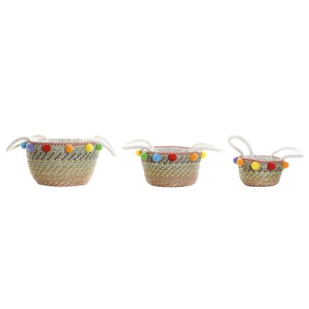 Kosár készlet DKD Home Decor Poliészter Pomponok (57 x 45 x 42,5 cm) MOST 53823 HELYETT 31500 Ft-ért!