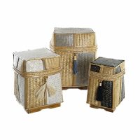   Kosár készlet DKD Home Decor Természetes 33 x 33 x 40 cm Bambusz 32 x 32 x 40 cm Boho MOST 78580 HELYETT 49730 Ft-ért!