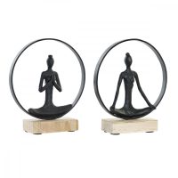   Dekoratív Figura DKD Home Decor 23 x 10 x 27 cm Fekete Barna Yoga (2 egység) MOST 48131 HELYETT 28168 Ft-ért!