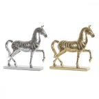   Dekoratív Figura DKD Home Decor 34 x 9,5 x 33,5 cm Ló Ezüst színű Aranysàrga (2 egység) MOST 65749 HELYETT 41611 Ft-ért!