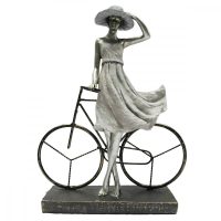   Dekoratív Figura DKD Home Decor Hölgy Ezüst színű Kerékpár Fém Gyanta (27,5 x 9,5 x 34,5 cm) MOST 30597 HELYETT 17908 Ft-ért!