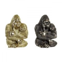   Dekoratív Figura DKD Home Decor 22 x 23,5 x 31 cm Ezüst színű Aranysàrga Gyarmati Gorilla (2 egység) MOST 58317 HELYETT 34129 Ft-ért!