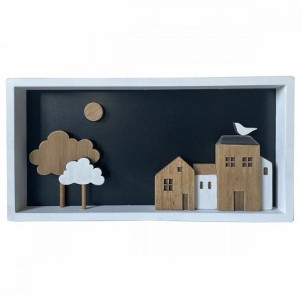 Fali Dekoráció DKD Home Decor Fehér Barna Házak Városi / szabadidő 40 x 3,5 x 20 cm MOST 16404 HELYETT 9822 Ft-ért!