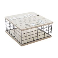   Dekoratív doboz DKD Home Decor Természetes Fekete Fém MDF (25 x 25 x 12 cm) MOST 13744 HELYETT 8226 Ft-ért!