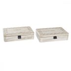   Dekoratív doboz DKD Home Decor Természetes Fa MDF 28 x 18 x 6,5 cm (2 egység) MOST 32538 HELYETT 19041 Ft-ért!