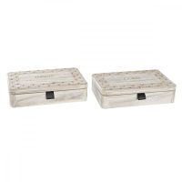   Dekoratív doboz DKD Home Decor Természetes Fa MDF 28 x 18 x 6,5 cm (2 egység) MOST 32538 HELYETT 19041 Ft-ért!