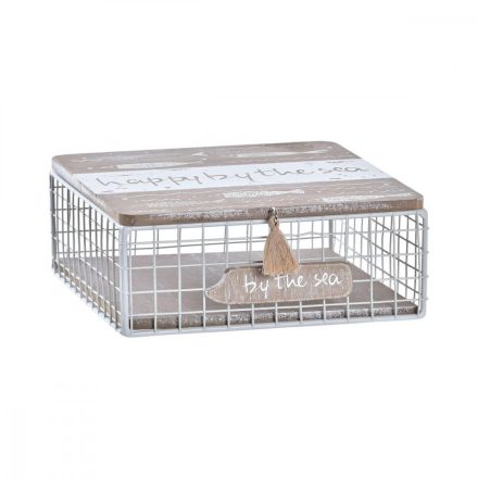 Dekoratív doboz DKD Home Decor Fehér Barna Fa Fém Alumínium 16 x 16 x 6 cm MOST 9737 HELYETT 5829 Ft-ért!