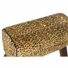 Lábtartó DKD Home Decor Fekete Fa Barna Bőr Leopárd (67 x 30 x 51 cm) MOST 129859 HELYETT 83289 Ft-ért!