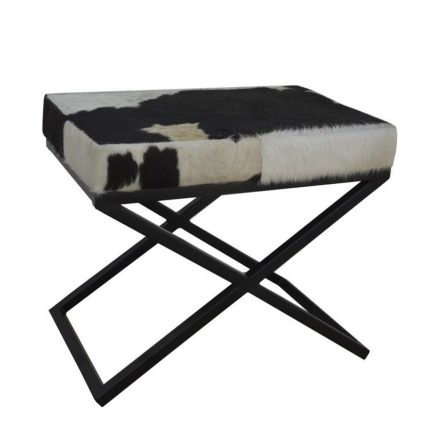 Foot-of-bed Bench DKD Home Decor Fehér Fekete Tehén Fém 60 x 40 x 50 cm MOST 127693 HELYETT 81900 Ft-ért!