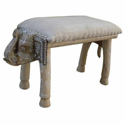 Bárszék DKD Home Decor Elefánt Fehér Természetes Mangófa 65 x 31,7 x 38 cm MOST 89176 HELYETT 56435 Ft-ért!