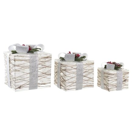 Dekoratív doboz szett DKD Home Decor LED Fehér Ezüst színű 25 x 25 x 28 cm (3 Darabok) MOST 43583 HELYETT 25506 Ft-ért!