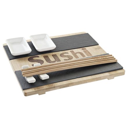 Sushi szett DKD Home Decor Fekete Természetes Bambusz Tábla Keleti 25 x 22 x 3 cm MOST 8585 HELYETT 4820 Ft-ért!