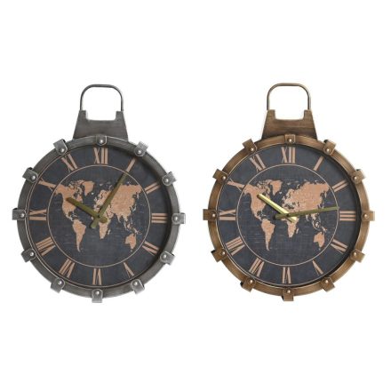 Falióra DKD Home Decor Aranysàrga Ezüst színű Kristály Vas Világtérkép 42 x 8,5 x 54 cm (2 egység) MOST 86199 HELYETT 54550 Ft-ért!