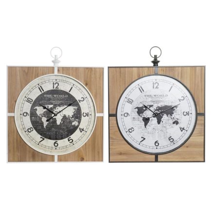 Falióra DKD Home Decor Fekete Fehér Vas Vintage 60 x 4,5 x 60 cm Fa MDF Világtérkép (2 egység) MOST 96315 HELYETT 60949 Ft-ért!