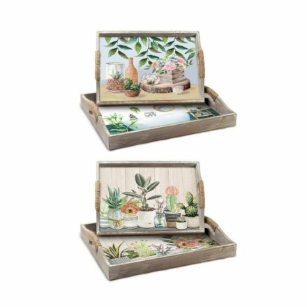 Tálca készlet DKD Home Decor 40 x 30 x 6 cm Fa MDF (2 egység) MOST 37279 HELYETT 21818 Ft-ért!