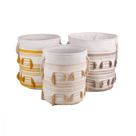 Kosár készlet DKD Home Decor Poliészter Pamut Rojtok Boho (43 x 43 x 45 cm) MOST 54666 HELYETT 34592 Ft-ért!