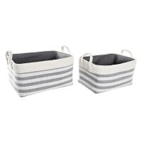   Kosár készlet DKD Home Decor Csíkok Szürke Pamut (40 x 30 x 23 cm) (2 Darabok) MOST 45137 HELYETT 26415 Ft-ért!