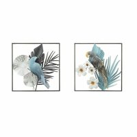   Fali Dekoráció DKD Home Decor Szürke Kék Fém Papagáj Trópusi (50 x 7,6 x 50 cm) (2 egység) MOST 58154 HELYETT 41777 Ft-ért!