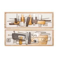   Fali Dekoráció DKD Home Decor 120 x 40 x 5,5 cm Absztrakt Természetes Aranysàrga Többszínű modern (2 egység) MOST 142319 HELYETT 91284 Ft-ért!