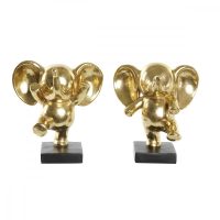   Dekoratív Figura DKD Home Decor 19 x 14 x 20,5 cm Elefánt Fekete Aranysàrga (2 egység) MOST 31007 HELYETT 18148 Ft-ért!