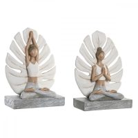   Dekoratív Figura DKD Home Decor 16 x 7,5 x 21 cm Szürke Fehér Yoga (2 egység) MOST 34363 HELYETT 20107 Ft-ért!
