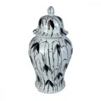   Csupor DKD Home Decor Porcelán Fekete Fehér Keleti Növényi levél (22 x 22 x 42 cm) MOST 56716 HELYETT 33195 Ft-ért!