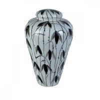   Csupor DKD Home Decor Porcelán Fekete Fehér Keleti Növényi levél (23 x 23 x 33 cm) MOST 43745 HELYETT 25605 Ft-ért!