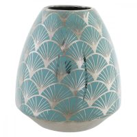   Váza DKD Home Decor Porcelán Aranysàrga Türkizkék Fehér Keleti Krómozott 16 x 16 x 18 cm MOST 27341 HELYETT 15998 Ft-ért!