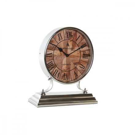 настолен часовник DKD Home Decor 30 x 9,5 x 33 cm Természetes Ezüst színű Alumínium Mangófa hagyományos MOST 37318 HELYETT 21843 Ft-ért!