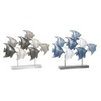   Dekoratív Figura DKD Home Decor 56 x 8,3 x 46 cm Kék Türkizkék Fehér Spirálok Mediterrán (2 egység) MOST 60150 HELYETT 35204 Ft-ért!