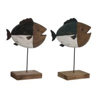   Dekoratív Figura DKD Home Decor Többszínű Természetes Hal 18 x 8 x 26 cm (2 egység) MOST 21285 HELYETT 12459 Ft-ért!