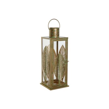 фенер DKD Home Decor Aranysàrga Fém 16,5 x 16,5 x 50 cm Növényi levél MOST 35864 HELYETT 20992 Ft-ért!