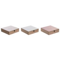   Teafilter tartó DKD Home Decor Kristály Rózsaszín Fém Fehér Fa MDF (24 x 24 x 7 cm) (3 egység) MOST 26335 HELYETT 16891 Ft-ért!